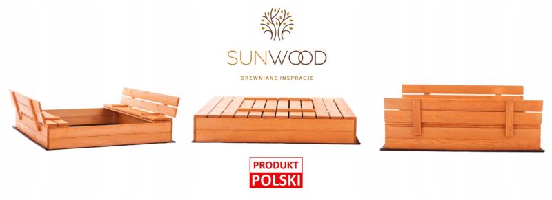 Piaskownica Impregnowana Zamykana SunWood Drewniana 120cm Ławeczki 1 szt.
