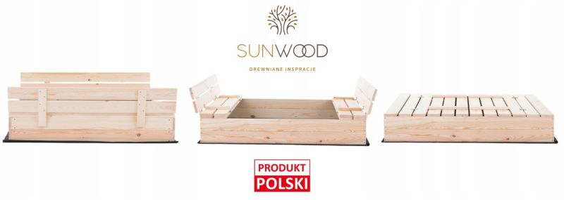 PIASKOWNICA ZAMYKANA DREWNIANA Z ŁAWECZKAMI PREMIUM 120x120cm + GRATISY