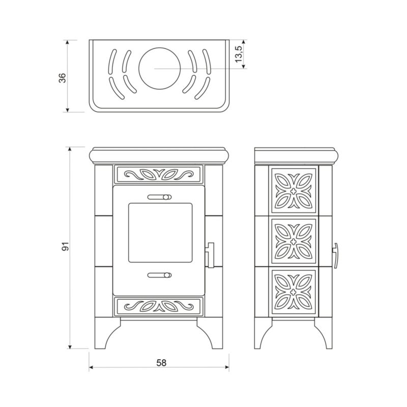 Piec kominkowy kaflowy Ackerman K1 Jena 5,7 kW kremowy