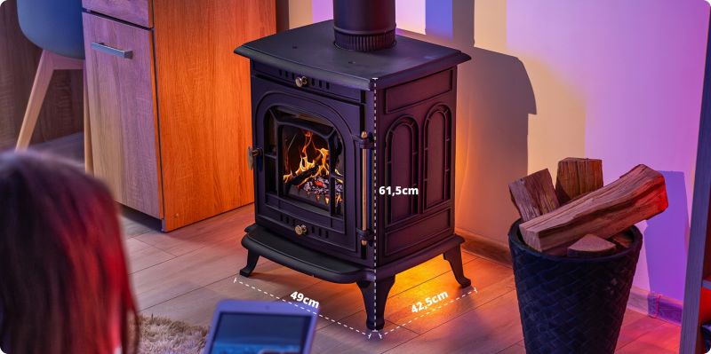 Piec kominkowy na drewno żeliwny Thunder AGNI 7kW czarny ekoprojekt zestaw z rurami 1szt.