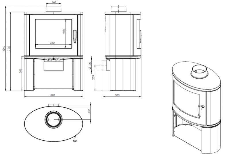 Piec kominkowy Nordflam Modena 9 kW