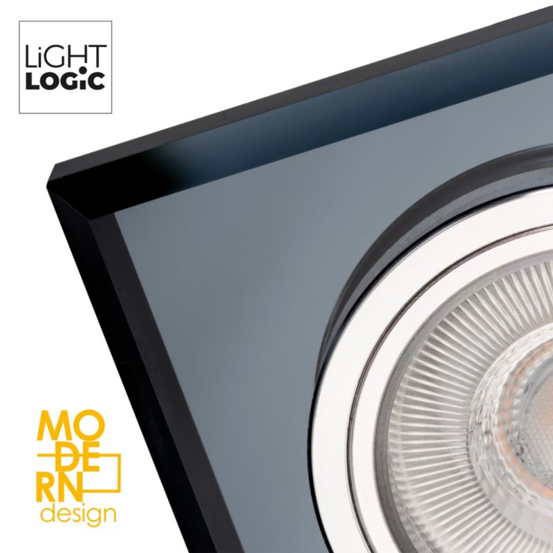 Pierścień oprawy punktowej LightLogic LL BILA DSL-B 30560 oczko halogenowe sufitowe szklane czarne 1 szt.
