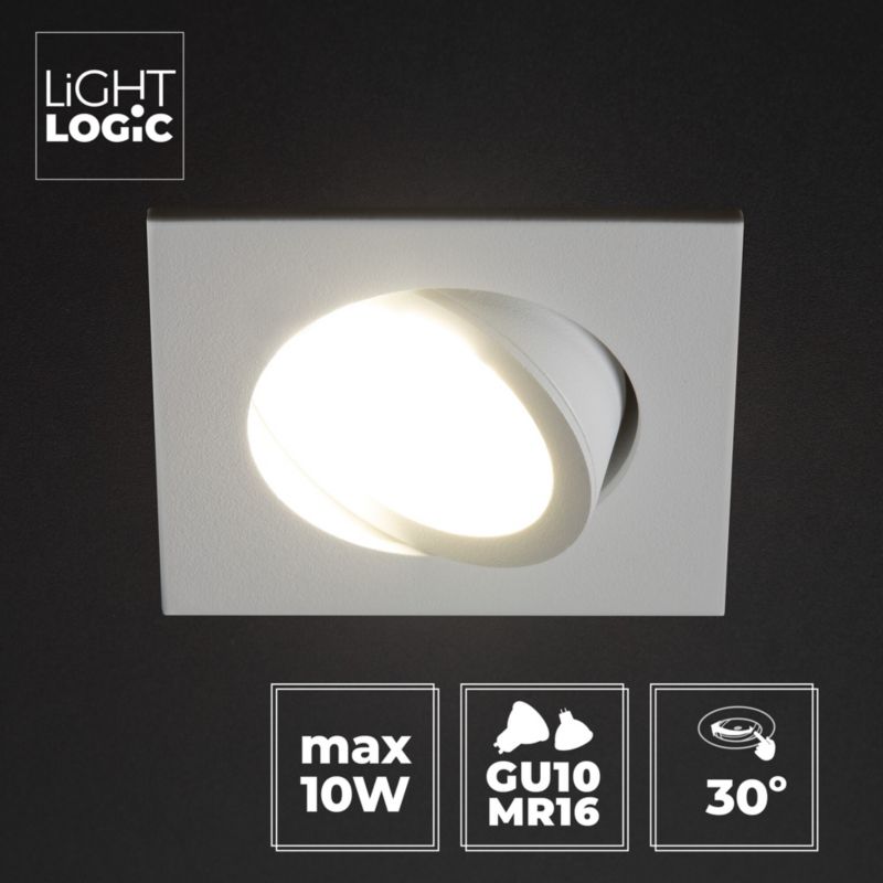Pierścień oprawy punktowej LightLogic LL COSS DTL-W 30544 oczko spot sufitowa regulacja kwadrat biały 1 szt.