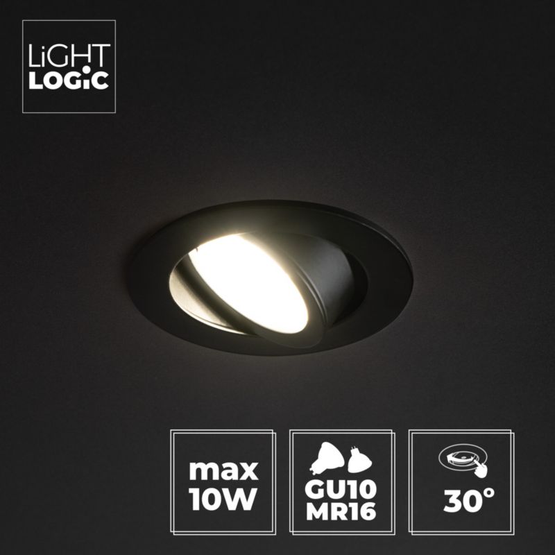 Pierścień oprawy punktowej LightLogic LL COSS DTO-B 30545 oczko spot sufitowa regulacja okrągłe czarny 1 szt.