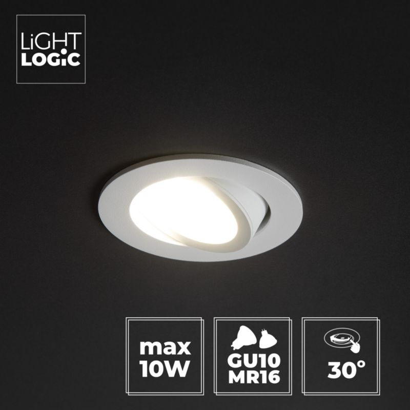 Pierścień oprawy punktowej LightLogic LL COSS DTO-W 30546 oczko spot sufitowa regulacja okrągłe biały 1 szt.