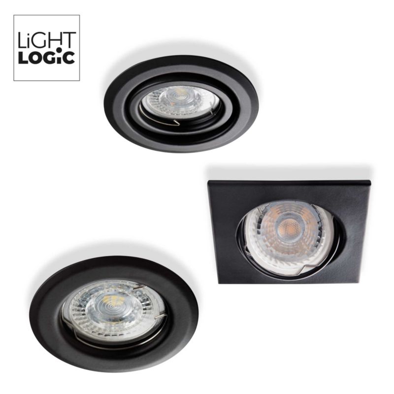 Pierścień oprawy punktowej LightLogic LL DUS DSO-B 30535 oczko halogenowe spot czarna regulowana do wbudowania 1 szt.