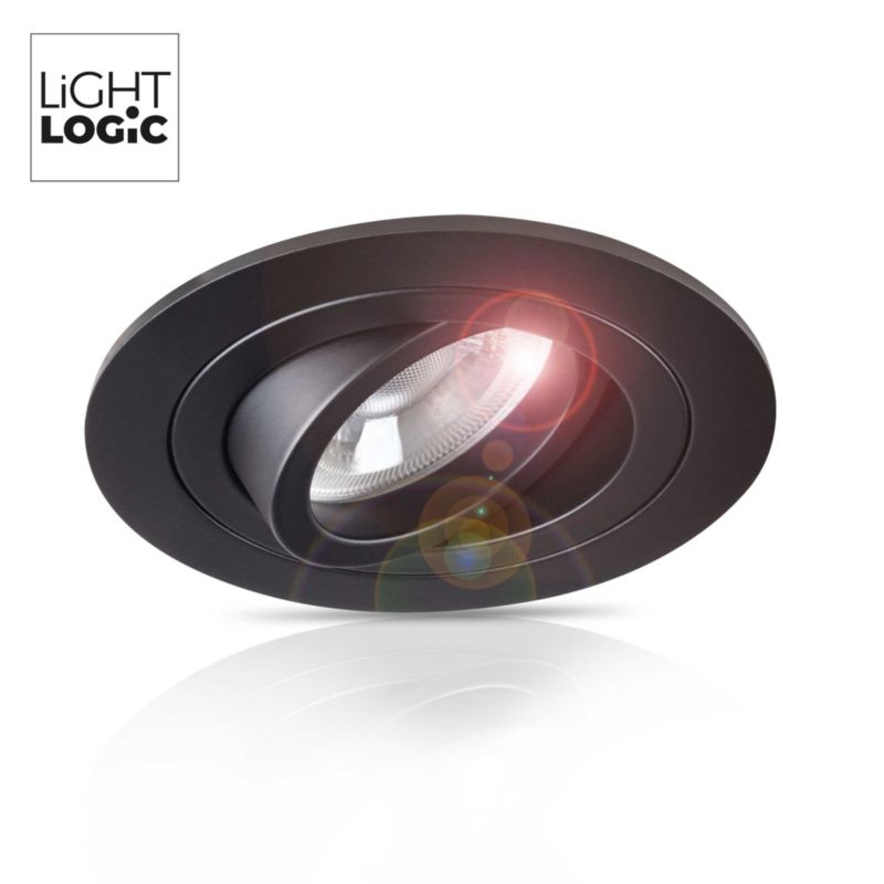 Pierścień oprawy punktowej LightLogic LL EGER DTO-B 30566 oczko spot sufitowa regulacja okrągłe czarne 1 szt.