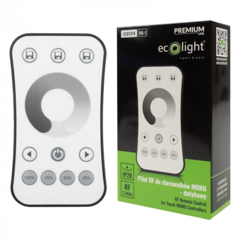 Pilot Eco Light R6-1 Rf Mono Ściemniacz Dotykowy Biały Do Sterowników Led 1 szt