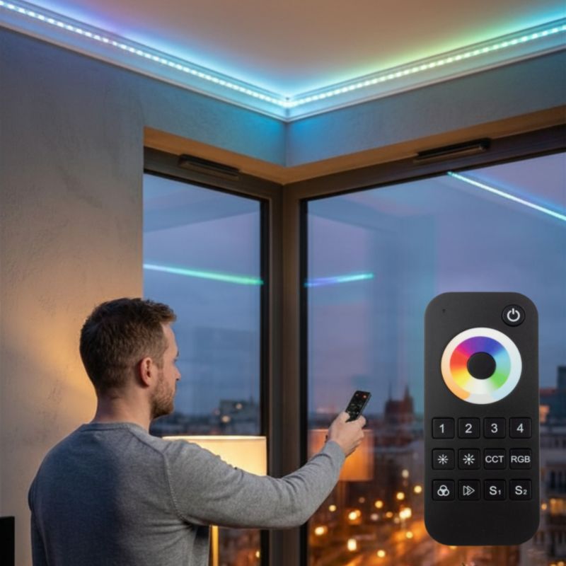 Pilot Eco Light Rt10 Rf Rgb+Cct 4-Strefowy Dotykowy Czarny Bezprzewodowy 1 szt