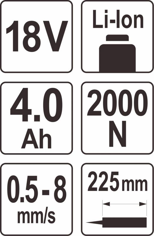 Pistolet do kartuszy Yato z akumulatorem 4,0 Ah Li-Ion 18 V