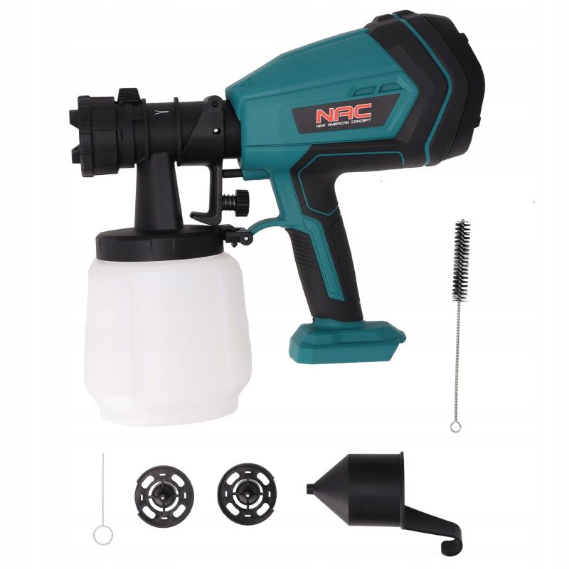 Pistolet do malowania NAC PG-LI-20V bez akumulatora i ładowarki 3 dysze zbiornik 1l lekki 1,25 kg 20V 1 szt.
