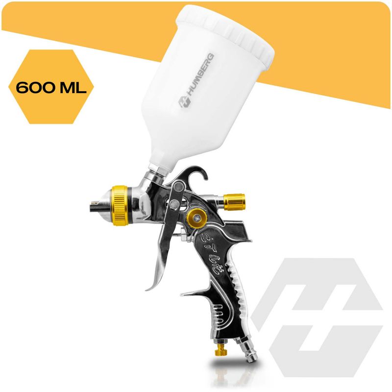Pistolet lakierniczy do malowania HVLP Humberg HM-258 + zestaw 4x dysza 1.3 1.4, 1.7, 2.0 1szt.