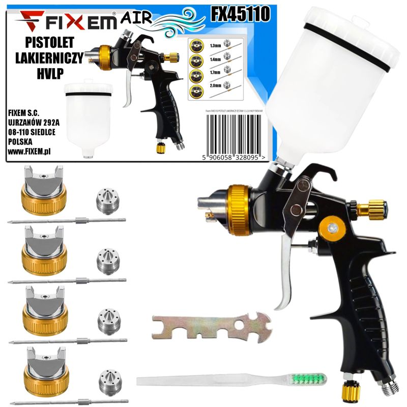 PISTOLET LAKIERNICZY ZESTAW 1.3-2.0 HVLP FIXEM AIR Fixem 1szt.