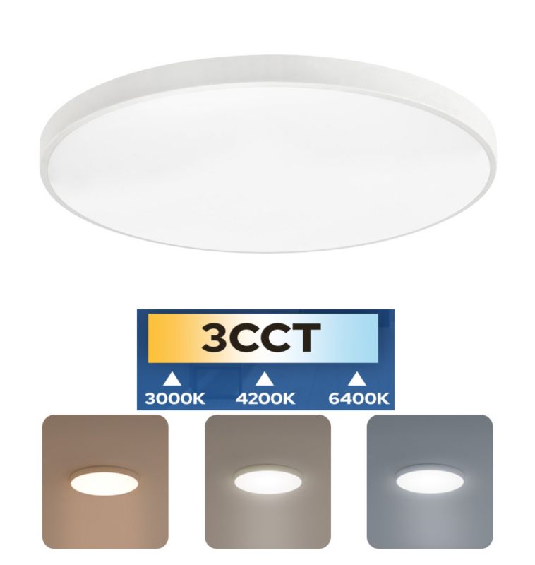 Plafon 24W HOROZ 1680lm, 3CCT, IP20, okrągły, biały  1szt