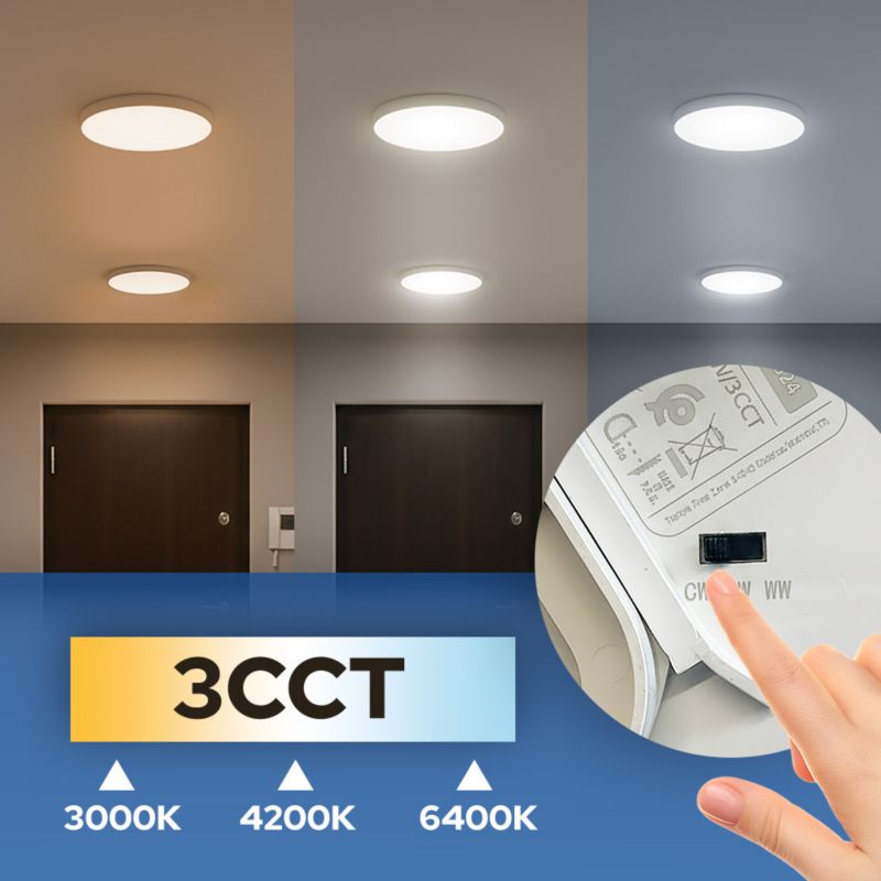 Plafon 24W HOROZ 1680lm, 3CCT, IP20, okrągły, biały  1szt