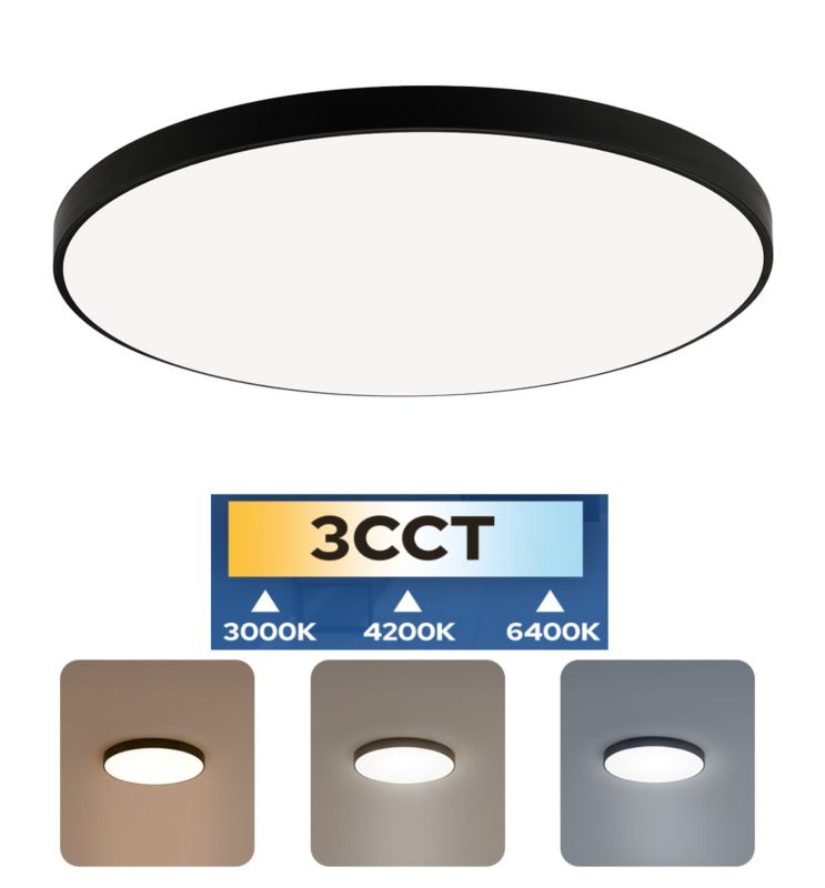 Plafon 24W HOROZ 1680lm, 3CCT, IP20, okrągły, czarny  1szt