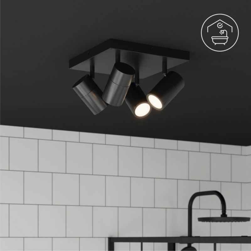 Plafon GoodHome Tellot 4 x GU10 IP44 czarny