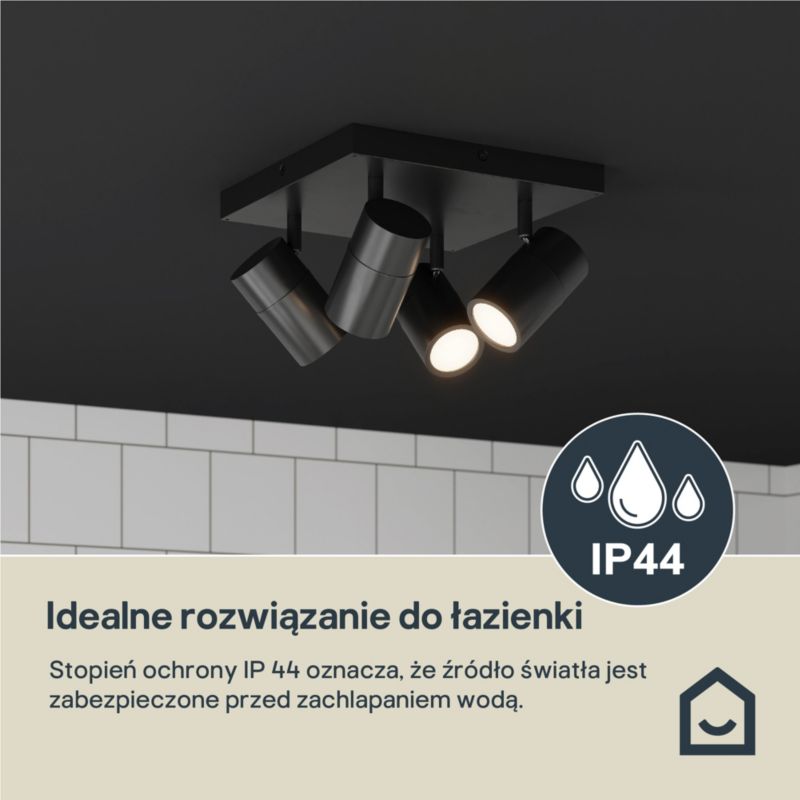Plafon GoodHome Tellot 4 x GU10 IP44 czarny