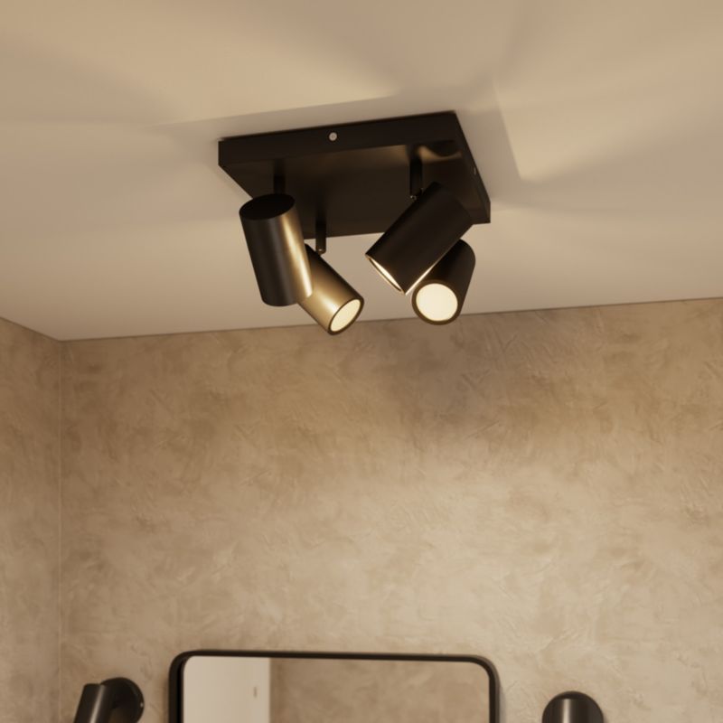 Plafon GoodHome Tellot 4 x GU10 IP44 czarny