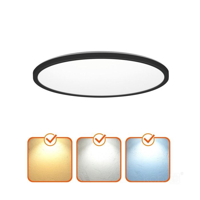 Plafon Kobi NIVERA CIRCLE z pilotem czarny okrągły LED 24W 2280lm Odcienie bieli IP54 -1 szt.