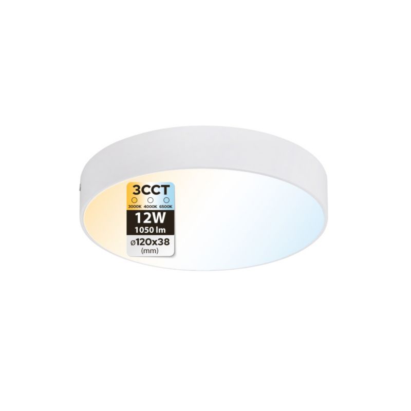 Plafon LED 12W HOROZ 1050lm 3CCT 12cm IP20 okrągły biały CATALINA 1 szt.