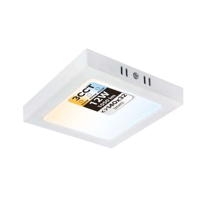Plafon LED 12W HOROZ 1050lm 3CCT 14x14cm IP20 kwadratowy biały SELENA 1 szt.