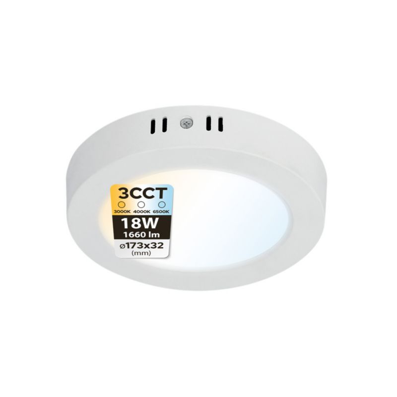 Plafon LED 18W HOROZ 1660lm 3CCT 17,3cm IP20 okrągły biały MILENA 1 szt.