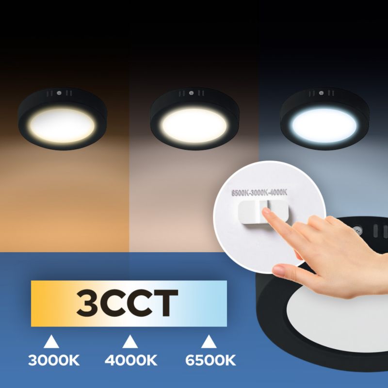 Plafon LED 18W HOROZ 1660lm 3CCT 17,3cm IP20 okrągły czarny MILENA 1 szt.