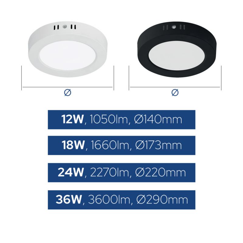 Plafon LED 18W HOROZ 1660lm 3CCT 17,3cm IP20 okrągły czarny MILENA 1 szt.