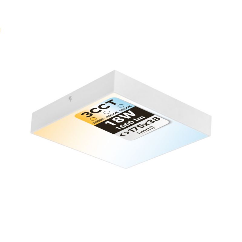 Plafon LED 18W HOROZ 1660lm 3CCT 17,5x17,5cm IP20 kwadratowy biały CATALINA/S 1 szt.