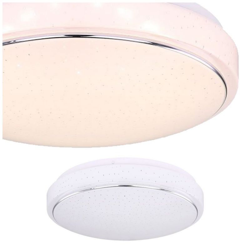 Plafon LED Globo KALLE 48408-18 18W 1100 lm 3000K ciepła biel, biały metal, efekt Sparkle dekor 1 szt.