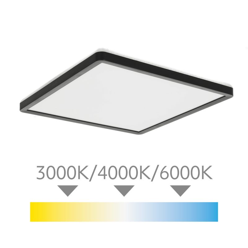 Plafon LED Kobi kwadrat 18w 3cct z czujnikiem ruchu IP54 czarny 1szt.