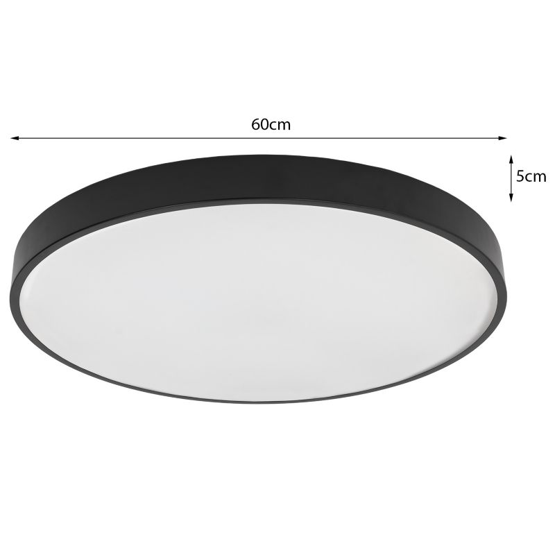 Plafon LED Ledhoff czarny okrągły ściemniany z pilotem 60 W 6000 lm 3 barwy światła 60 cm 1 sztuka