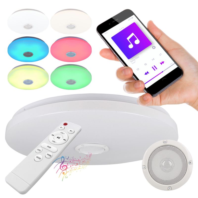 Plafon LED MasterLED ERIK 50cm 72W RGBW CCT Głośnik bluetooth Pilot Aplikacja 1 szt.