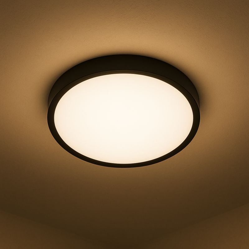 Plafon LED MasterLED Luvo 18W 27,5 cm IP44 neutralna biel 4000K czujnik ruchu okrągły czarny 1 szt.