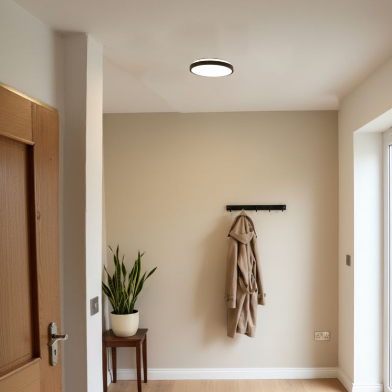 Plafon LED MasterLED Luvo 18W 27,5 cm IP44 neutralna biel 4000K czujnik ruchu okrągły czarny 1 szt.