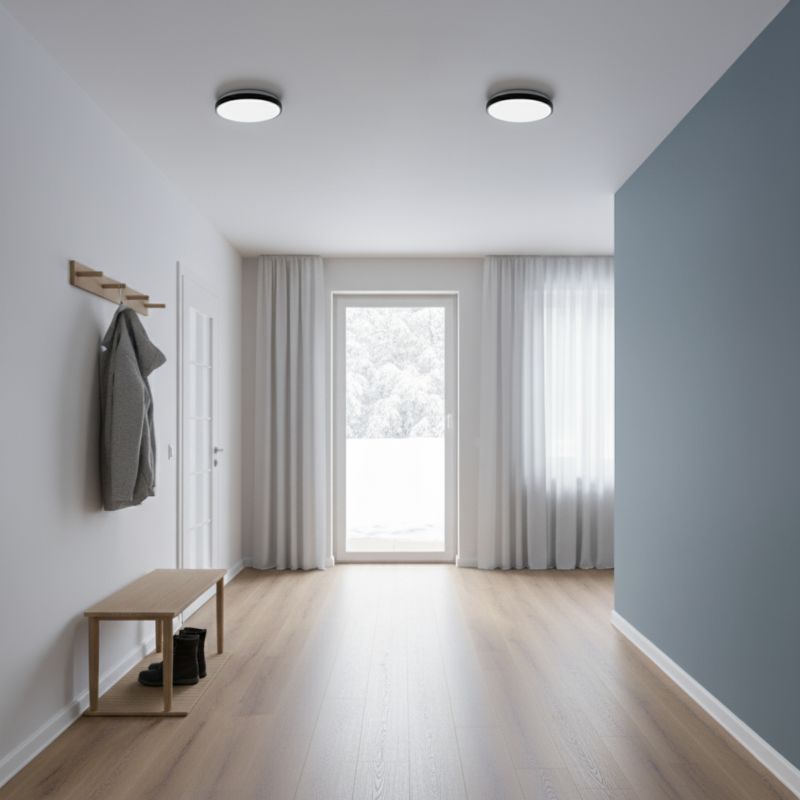 Plafon LED MasterLED Luvo 24W 32,5 cm IP44 neutralna biel 4000K czujnik ruchu okrągły czarny 1 szt.