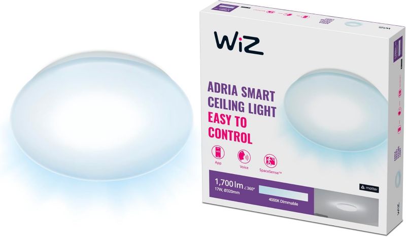 Plafon LED WiZ Lampa Sufitowa Natynkowa 17W 1700lm 4000K Neutralna 32cm Inteligentna Smart WiFi Bluetooth Aplikacja 1 szt.
