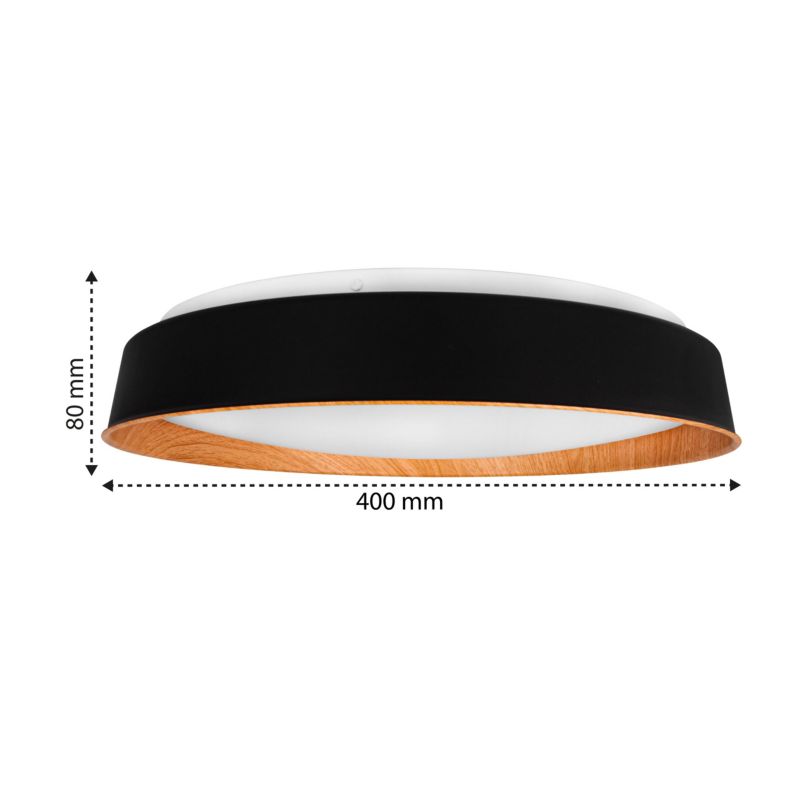 Plafon LED XUDO 54W 40cm 3CCT z pilotem Czarny Drewno 1 szt.