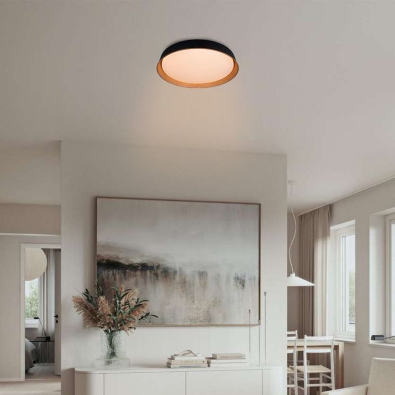 Plafon LED XUDO 54W 40cm 3CCT z pilotem Czarny Drewno 1 szt.