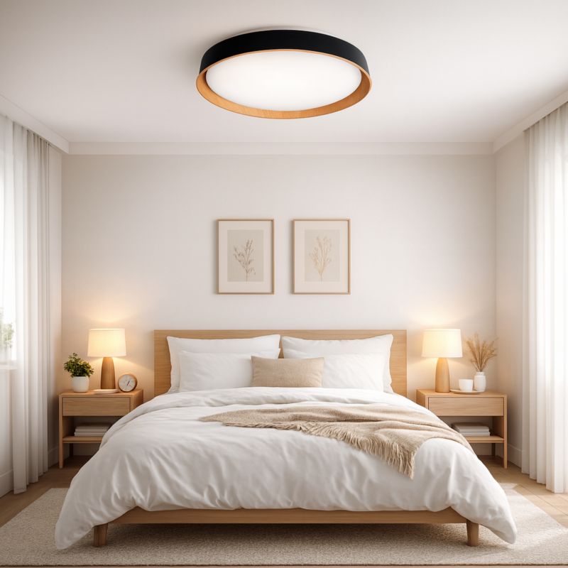 Plafon LED XUDO 54W 40cm 3CCT z pilotem Czarny Drewno 1 szt.