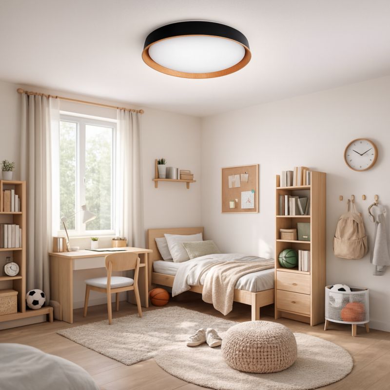 Plafon LED XUDO 54W 40cm 3CCT z pilotem Czarny Drewno 1 szt.