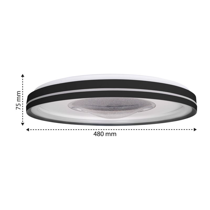 Plafon LED XUDO 68W 48cm 3CCT z pilotem Czarny Okrągły 1 szt.