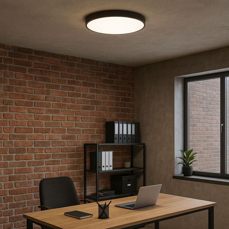 Plafon LEDHOFF Lampa sufitowa LED Czarny okrągły panel do pokoju 50cm Neutralna barwa 4000K Jasny 5000lm 50W 1 szt.