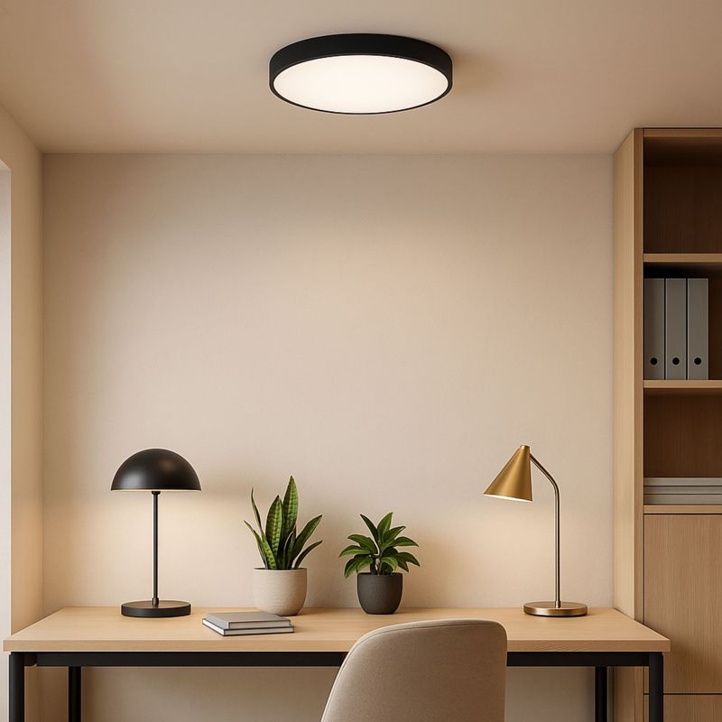 Plafon LEDHOFF Lampa sufitowa LED Czarny okrągły panel do pokoju 50cm Neutralna barwa 4000K Jasny 5000lm 50W 1 szt.