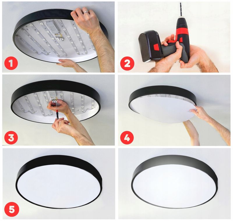 Plafon LEDHOFF Lampa sufitowa LED Czarny okrągły panel do pokoju 50cm Neutralna barwa 4000K Jasny 5000lm 50W 1 szt.