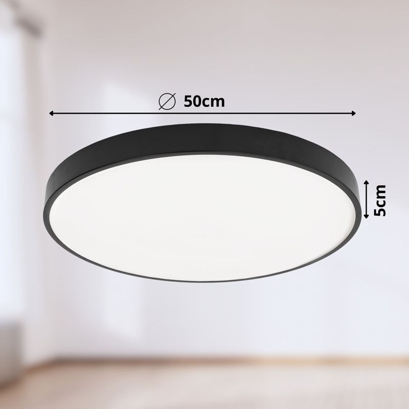 Plafon LEDHOFF Lampa sufitowa LED Czarny okrągły panel do pokoju 50cm Neutralna barwa 4000K Jasny 5000lm 50W 1 szt.