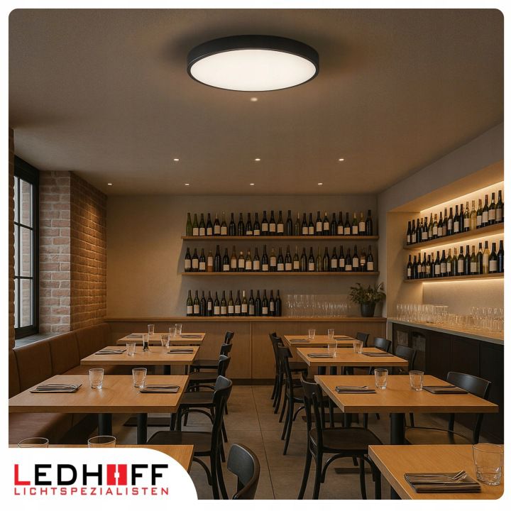 Plafon LEDHOFF Lampa sufitowa LED Czarny okrągły panel do pokoju 60cm Neutralna barwa 4000K Jasny 6000lm 60W 1 szt.