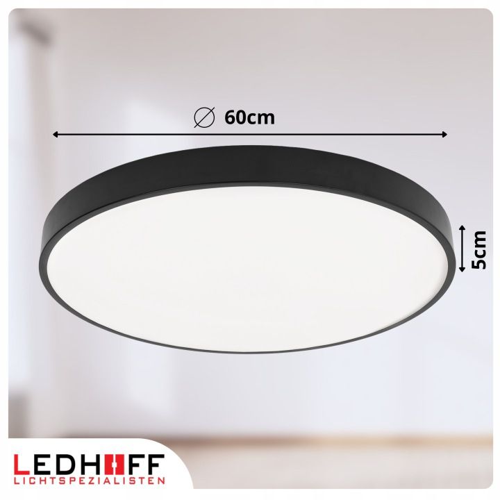 Plafon LEDHOFF Lampa sufitowa LED Czarny okrągły panel do pokoju 60cm Neutralna barwa 4000K Jasny 6000lm 60W 1 szt.