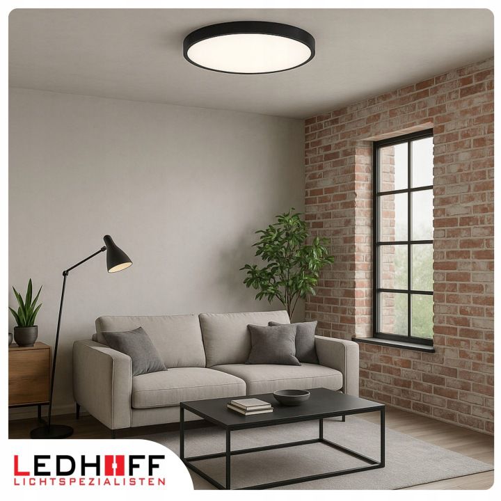 Plafon LEDHOFF Lampa sufitowa LED Czarny okrągły panel do pokoju 60cm Neutralna barwa 4000K Jasny 6000lm 60W 1 szt.